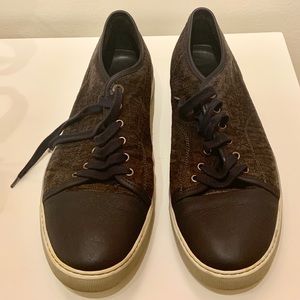 LANVIN Men’s Leather Sneakers on Navy/Grey